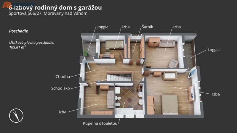 pôdorys Športová 566 Moravany nad Váhom
